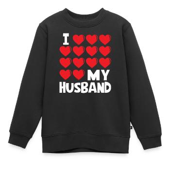 I Love My Husband - Kinder Premium Organic Sweatshirt - Schwarz - Vorne - AI Model Kid Female (0cm)