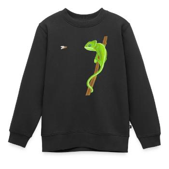 Caméléon et voler - Sweat Premium enfant bio - noir - Devant - AI Model Kid Female (0cm)