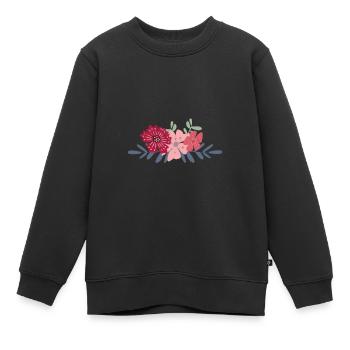 bouquet de fleurs - Sweat Premium enfant bio - noir - Devant - AI Model Kid Female (0cm)