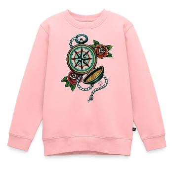 boussole old school - Sweat Premium enfant bio - rose - Devant - AI Model Kid Female (0cm)