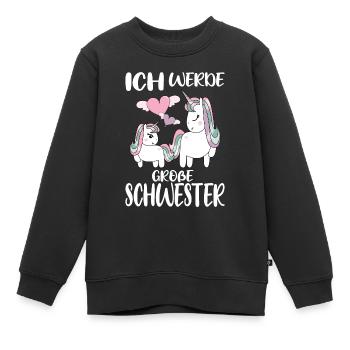 Große Schwester Einhorn - Kinder Premium Organic Sweatshirt - Schwarz - Vorne - AI Model Kid Female (0cm)