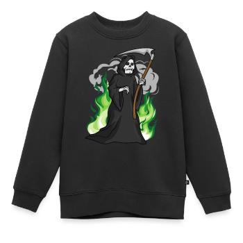Halloween faucheuse - Sweat Premium enfant bio - noir - Devant - AI Model Kid Female (0cm)