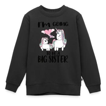 Ich werde große Schwester Einhörner - Kinder Premium Organic Sweatshirt - Schwarz - Vorne - AI Model Kid Female (0cm)