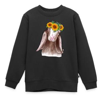 Ziege Sonnenblume - Kinder Premium Organic Sweatshirt - Schwarz - Vorne - AI Model Kid Female (0cm)