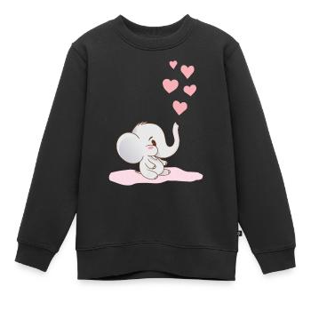 Baby Elephant Hearts Pink Motif for Girls Pink - Kids Premium Organic Sweatshirt - black - Front - AI Model Kid Female (0cm)