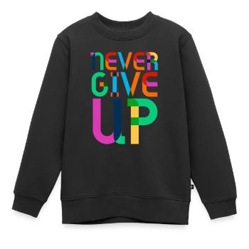 never give up - Kinder Premium Organic Sweatshirt - Schwarz - Vorne - AI Model Kid Female (0cm)