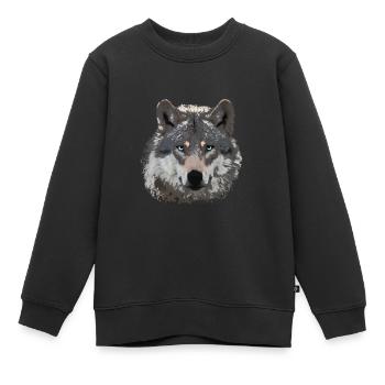 Wolf Fans Design Klassisch - für Wölfe Liebhaber - Kinder Premium Organic Sweatshirt - Schwarz - Vorne - AI Model Kid Female (0cm)