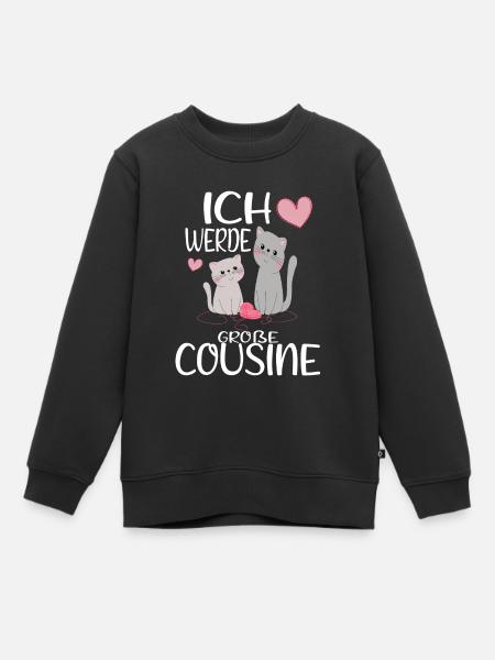 Cousine Ich werde große Cousine Geschenkidee - Kinder Premium Organic Sweatshirt - Schwarz