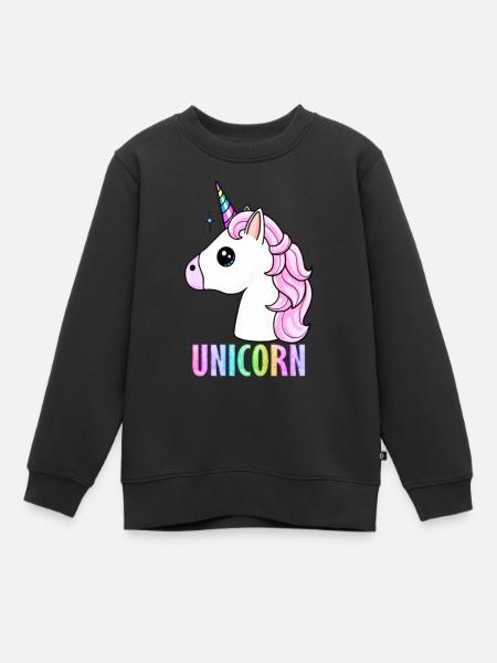 Licorne - Sweat Premium enfant bio - noir