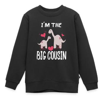 Je suis le grand cousin - Dino - Sweat Premium enfant bio - noir - Devant - AI Model Kid Female (0cm)