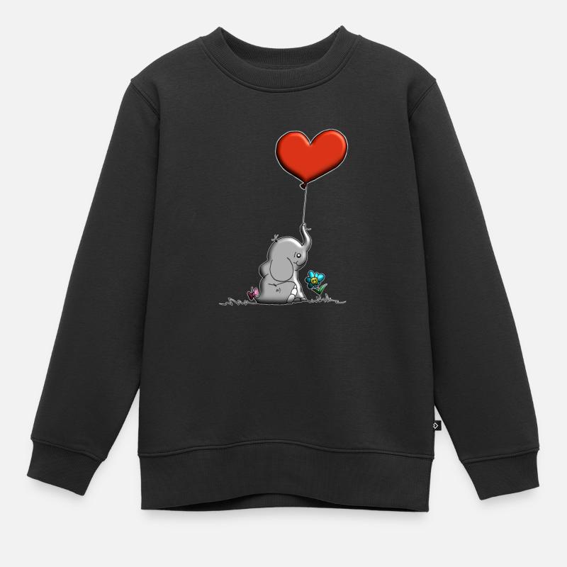 Éléphant, éléphanteau - Sweat Premium enfant bio - noir