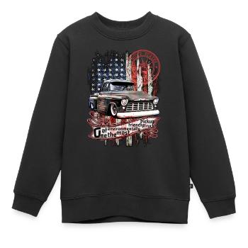 Umweltfreundlich amerikanischer V8 Vintage Pickup - Kinder Premium Organic Sweatshirt - Schwarz - Vorne - AI Model Kid Female (0cm)