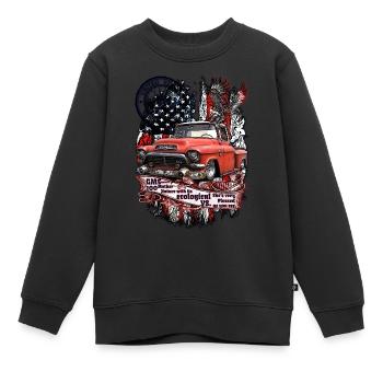 Légendaire V8 Pick Up Truck drapeau américain - Sweat Premium enfant bio - noir - Devant - AI Model Kid Female (0cm)