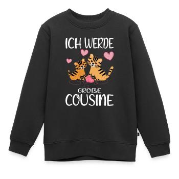 Cousine Ich werde große Cousine Tiger Babys - Kinder Premium Organic Sweatshirt - Schwarz - Vorne - AI Model Kid Female (0cm)