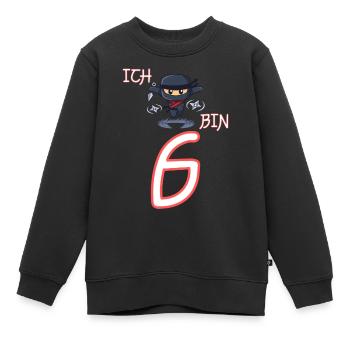 Ich bin 6 Ninja Geburtstag 6.Geburtstag - Kinder Premium Organic Sweatshirt - Schwarz - Vorne - AI Model Kid Female (0cm)