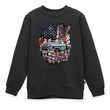 Legendärer V8 LKW auf Amerikanischer Flagge Adler - Kinder Premium Organic Sweatshirt - Schwarz - Vorne - AI Model Kid Female (0cm)