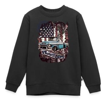 V8 Motor in treuem LKW Begleiter mit coolem Spruch - Kinder Premium Organic Sweatshirt - Schwarz - Vorne - AI Model Kid Female (0cm)