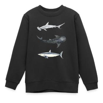 Hai-Trio: Hammerhai, Wal, Mako - Kinder Premium Organic Sweatshirt - Schwarz - Vorne - AI Model Kid Female (0cm)