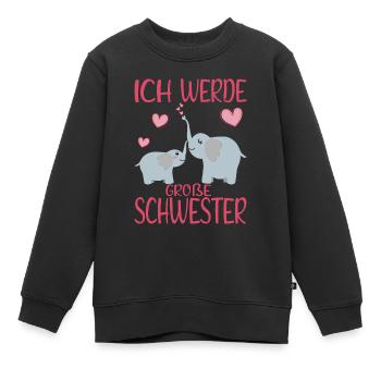 Große Schwester Ich werde Ankündigung Baby Elefant - Kinder Premium Organic Sweatshirt - Schwarz - Vorne - AI Model Kid Female (0cm)