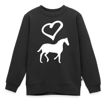Cheval - Sweat Premium enfant bio - noir - Devant - AI Model Kid Female (0cm)