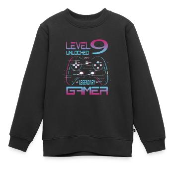 9th Birthday Level 9 Complete Retro Boys Gamer - Kids Premium Organic Sweatshirt - black - Front - AI Model Kid Female (0cm)