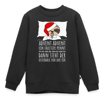 Advent Advent ein Faultier pennt Weihnachten - Kinder Premium Organic Sweatshirt - Schwarz - Vorne - AI Model Kid Female (0cm)