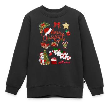 Frohe Weihnachten, Navidad, Weihnachten, Weihnachten. - Kinder Premium Organic Sweatshirt - Schwarz - Vorne - AI Model Kid Female (0cm)