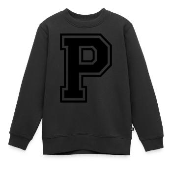 Lettre P Équipe Foot baseball basket université - Sweat Premium enfant bio - noir - Devant - AI Model Kid Female (0cm)