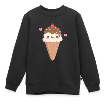 Cute Vanilla Ice Cream With Colourful Sprinkles - Kids Premium Organic Sweatshirt - black - Front - AI Model Kid Female (0cm)