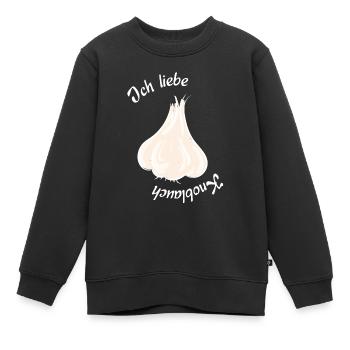 Ich liebe Knoblauch - Kinder Premium Organic Sweatshirt - Schwarz - Vorne - AI Model Kid Female (0cm)