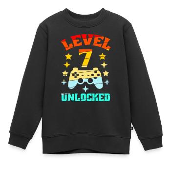 7. Geburtstag Level 7 unlocked - Kinder Premium Organic Sweatshirt - Schwarz - Vorne - AI Model Kid Female (0cm)