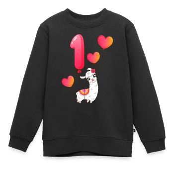 1. Geburtstag Alpaka - Kinder Premium Organic Sweatshirt - Schwarz - Vorne - AI Model Kid Female (0cm)