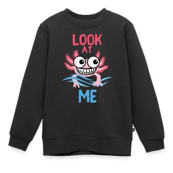 Axlotl - SCHAU MICH AN - Kinder Premium Organic Sweatshirt - Schwarz - Vorne - AI Model Kid Female (0cm)