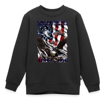 Chemise de camionneur avec aigle sur le drapeau américain - Sweat Premium enfant bio - noir - Devant - AI Model Kid Female (0cm)