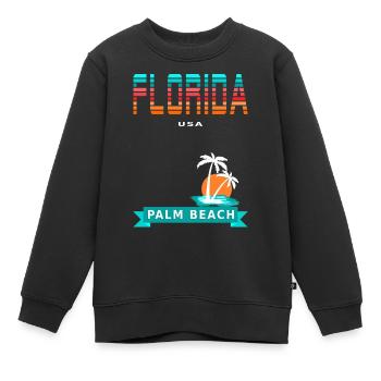 Florida USA - Palm Beach - Sweat Premium enfant bio - noir - Devant - AI Model Kid Female (0cm)
