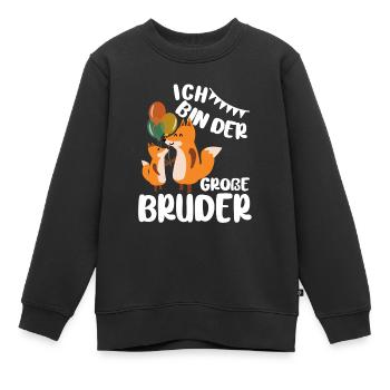 Geschwister Ich Bin Der Grosse Bruder Fuchs - Kinder Premium Organic Sweatshirt - Schwarz - Vorne - AI Model Kid Female (0cm)