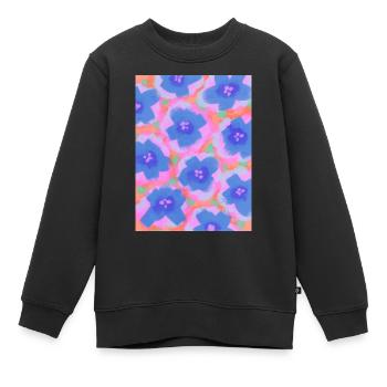 Cute Purple Flowers - Kinder Premium Organic Sweatshirt - Schwarz - Vorne - AI Model Kid Female (0cm)