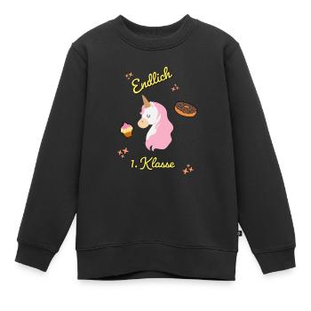 Endlich 1 Klasse - Kinder Premium Organic Sweatshirt - Schwarz - Vorne - AI Model Kid Female (0cm)
