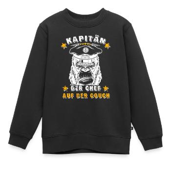 Kapitän - Der Chef auf der Couch - Kinder Premium Organic Sweatshirt - Schwarz - Vorne - AI Model Kid Female (0cm)