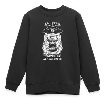 Kapitän - Der Chef auf der Couch - Kinder Premium Organic Sweatshirt - Schwarz - Vorne - AI Model Kid Female (0cm)