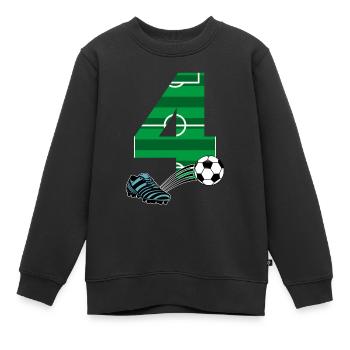 Football du 4ème anniversaire - Sweat Premium enfant bio - noir - Devant - AI Model Kid Female (0cm)