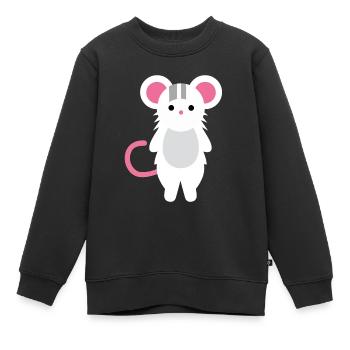 Mignonne petite souris, art vectoriel - Sweat Premium enfant bio - noir - Devant - AI Model Kid Female (0cm)