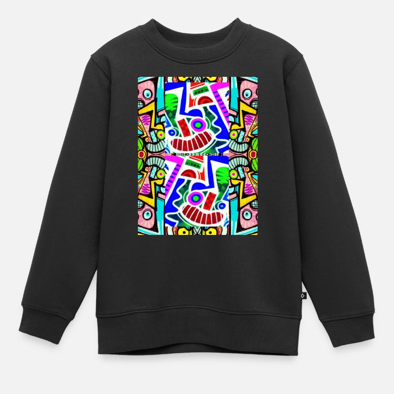 Pop art Pattern Face Graffiti - Kids Premium Organic Sweatshirt - black