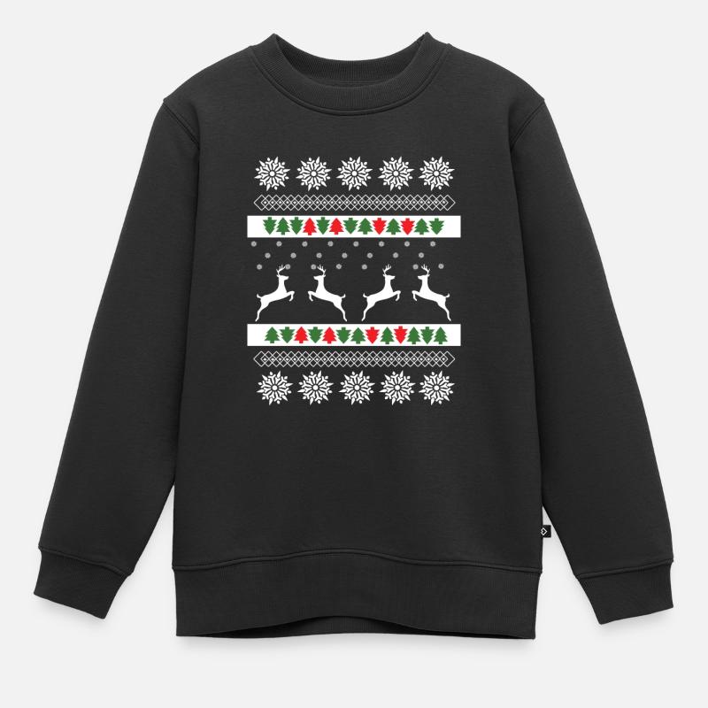 Pull de Noël Norwegian Pattern Rennes - Sweat Premium enfant bio - noir