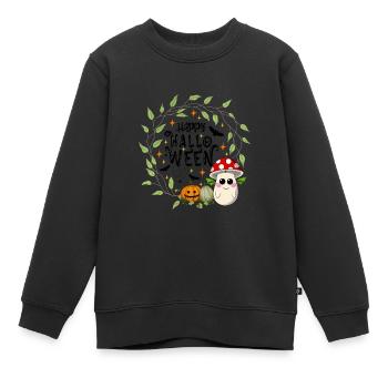 Happy Halloween Fliegenpilz - Kinder Premium Organic Sweatshirt - Schwarz - Vorne - AI Model Kid Female (0cm)