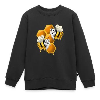 Gruselige Bienen mit Wabe - Kinder Premium Organic Sweatshirt - Schwarz - Vorne - AI Model Kid Female (0cm)