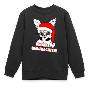 Comicstyle Alpakamotiv - Weihnachten ohne mich - Kinder Premium Organic Sweatshirt - Schwarz - Vorne - AI Model Kid Female (0cm)
