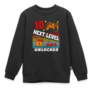 10. Geburtstag Level freigeschaltet - Kinder Premium Organic Sweatshirt - Schwarz - Vorne - AI Model Kid Female (0cm)
