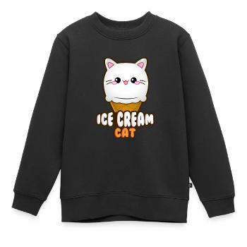 Ice Cream Cat Eiscreme Eis Katze Vanille Eiskugel - Kinder Premium Organic Sweatshirt - Schwarz - Vorne - AI Model Kid Female (0cm)