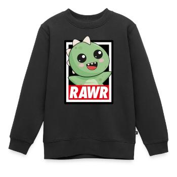 Dinosaure Rawr - Sweat Premium enfant bio - noir - Devant - AI Model Kid Female (0cm)